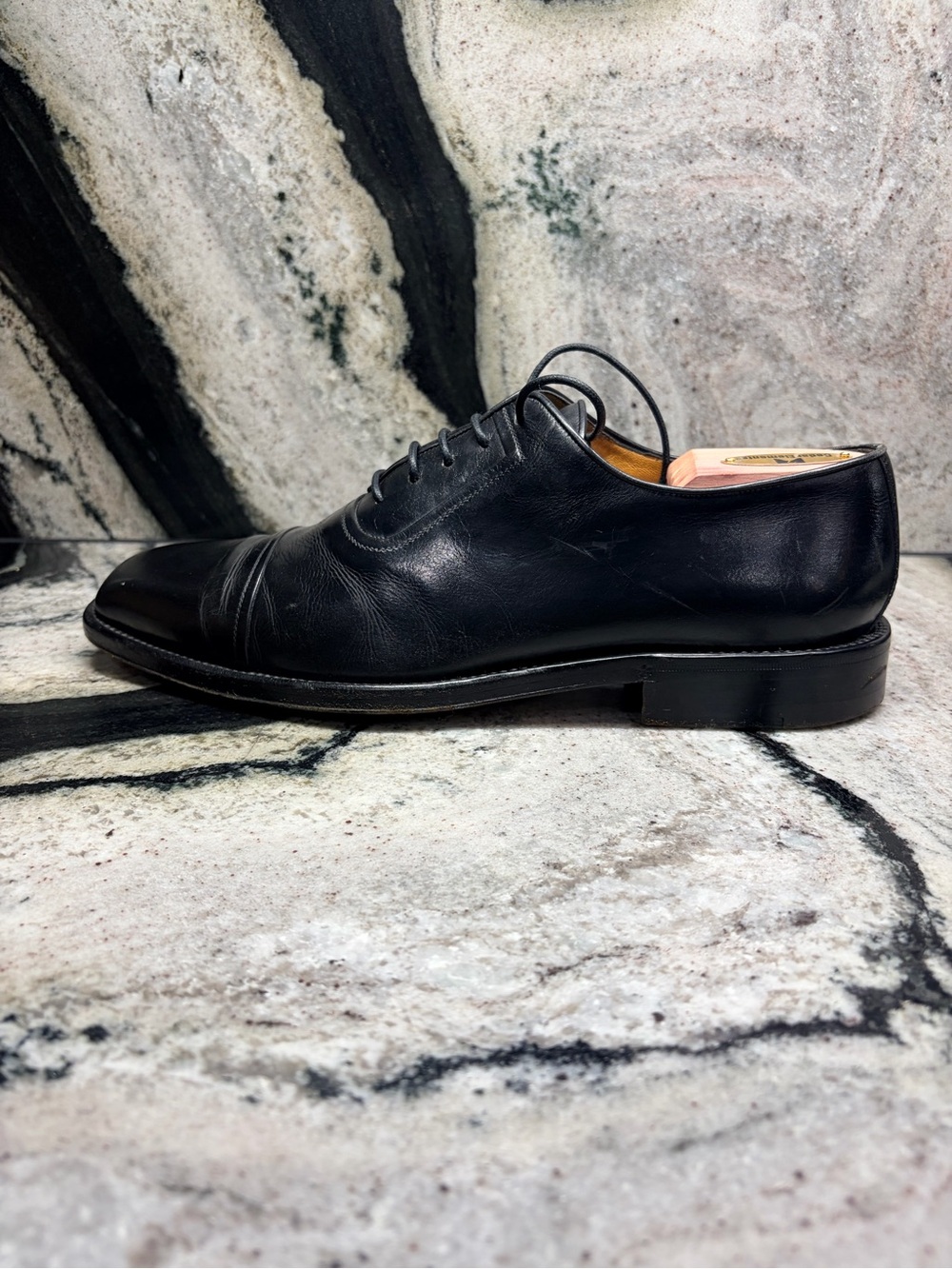 Vintage a.Testoni Wilkes Bashford Black Leather Oxfords Men’s US 9.5 - Picture 7 of 12